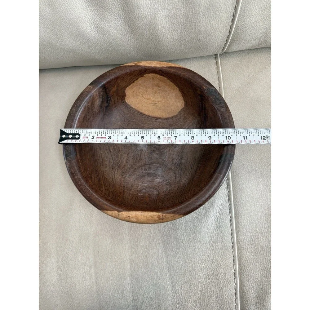 Vintage Hand Carved Wooden Bowl African Wildlife Unique Two Tone EUC